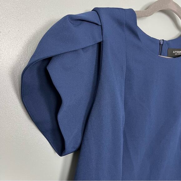 NWT Liverpool Tulip Sleeve Sheath Dress Navy Blue Women’s 10 - Picture 4 of 15